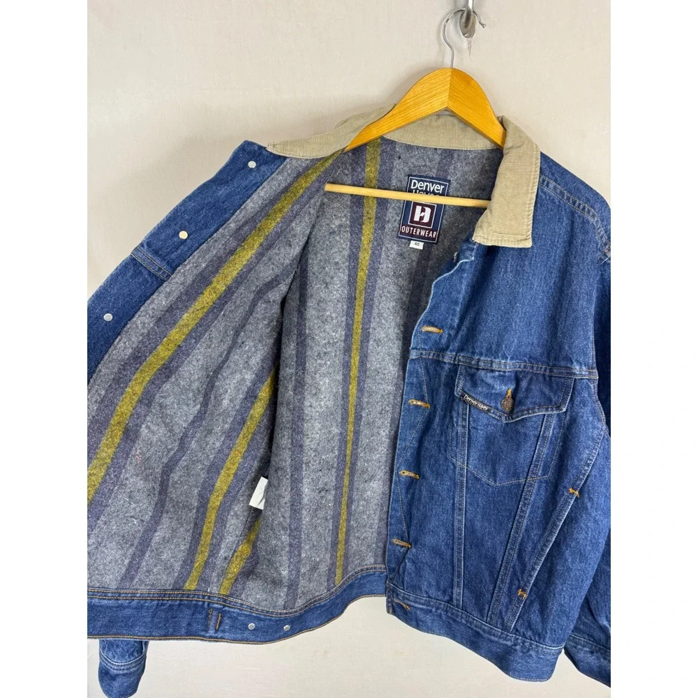 Denver Hayes Mens 40 Denim Jacket Blanket Lined Corduroy Collar Blue stormrider